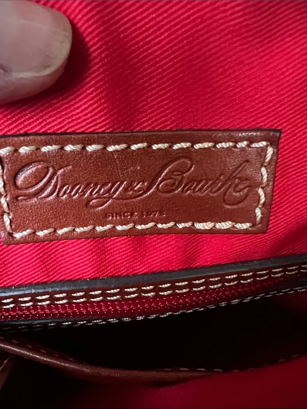 Dooney & Bourke Black Pebbled Leather Messenger with Brown Trim